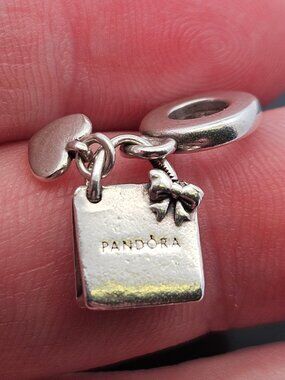 925 Sterling Silver Pandora I Love Shopping Bag Dangle Bead Charm
